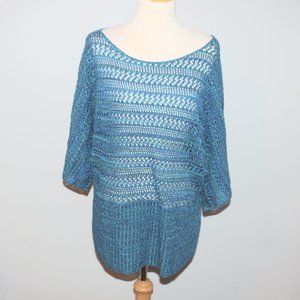 Lane Bryant 18 20 Open Weave Shirt Top Sparkle Threads